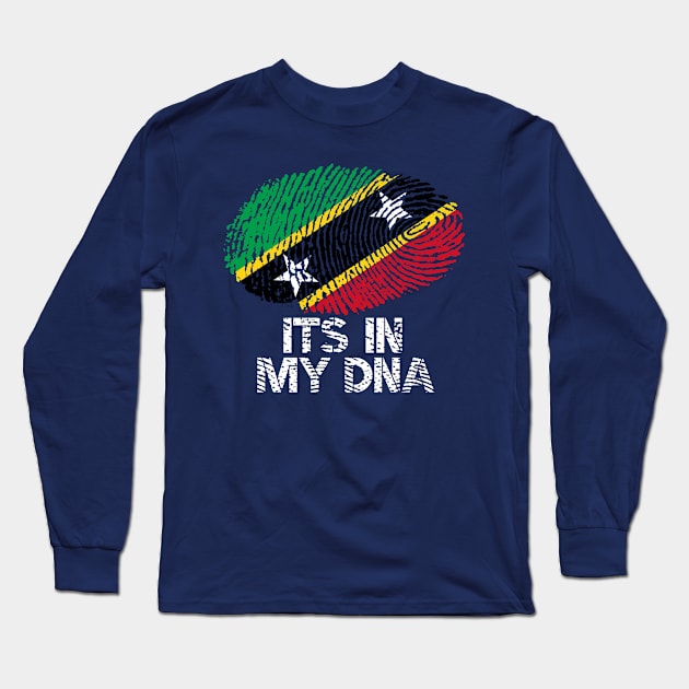 Saint Kitts and Nevis Roots Flag Fingerprint Long Sleeve T-Shirt by BraaiNinja